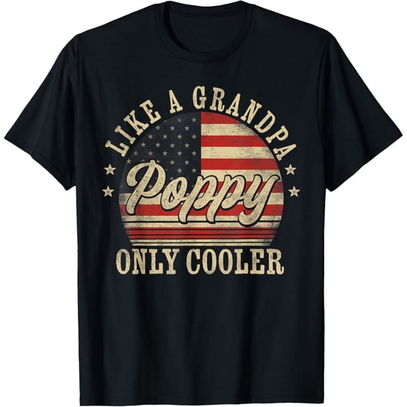 Like a Grandpa Only Cooler Poppy Vinateg USA Flag Gifts Father's Day T-shirt