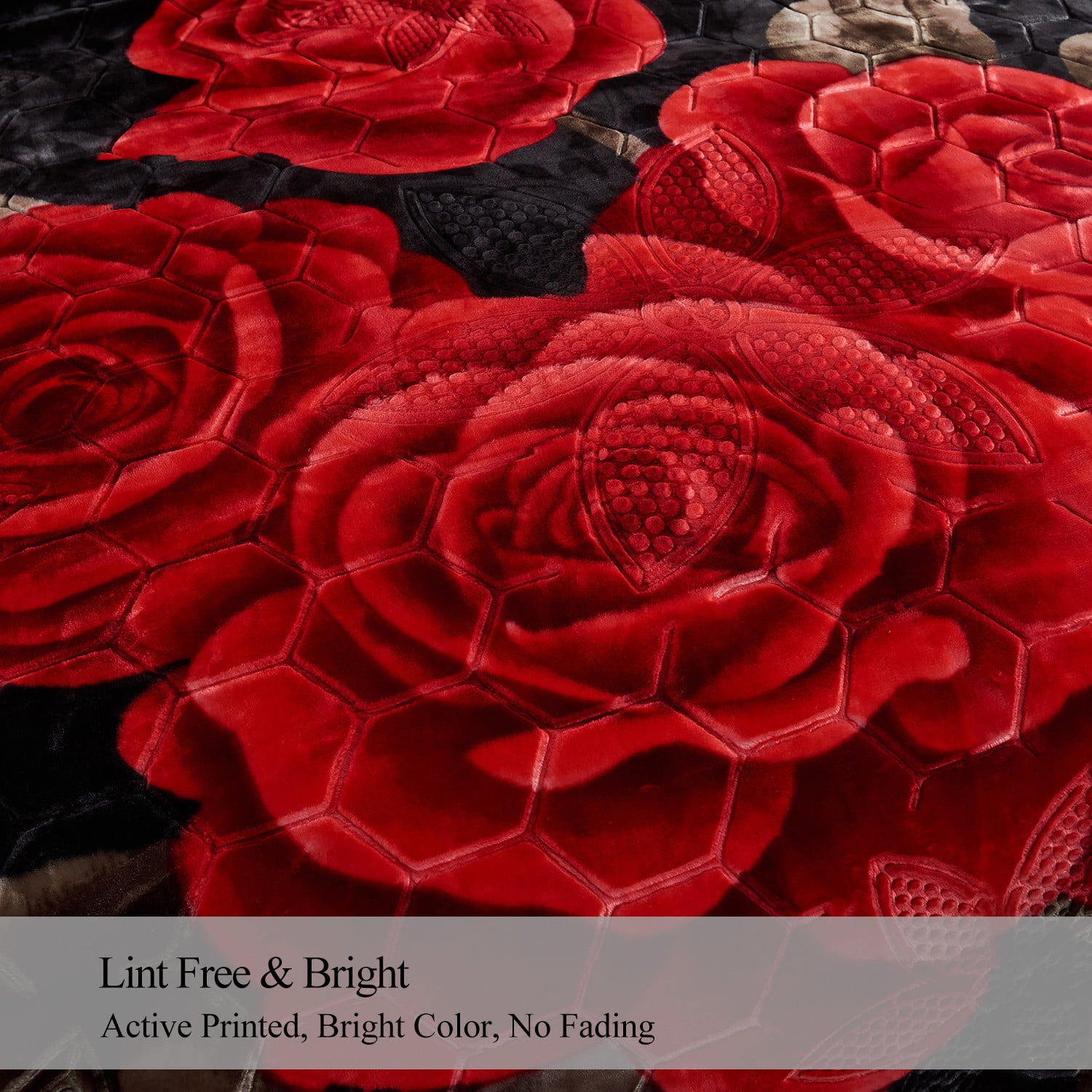 10lbs Heavy Thick A&B Pattern Blanket 2Ply Reversible - Thick Warm Plush Korean Style Bed Blanket, King Size Fleece Plush Blanket, Soft Winter Blanket For Adult 87" x 95", Black Purple & Rose