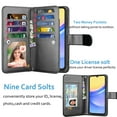 thumbnail image 2 of Galaxy A15 5G 6.5" Case,Samsung A15 5G Wallet Magnetic Detachable with 9 Card Holder for Women Men, Luxury Leather Wristlet Strap Carrying Folio Flip Cover for Samsung Galaxy A15 5G, Black, 2 of 5