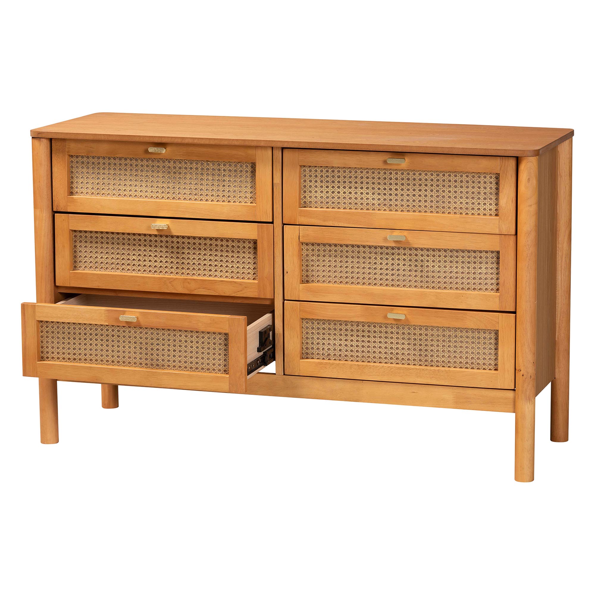 Baxton Studio Jenn Japandi Dresser, 6-Drawer, Golden Brown