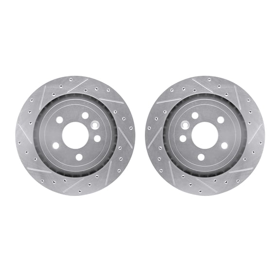 Dynamic Friction Company Rear Brake Rotors-Drilled and Slotted-Silver 7002-27041
