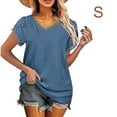 thumbnail image 3 of Minnieouse Camiseta de algodón para mujer, camiseta holgada de encaje de Color sólido, Top de verano para viajes, vacaciones en la playa, deportes, Prendas para la parte del cuerpo Azul claro S Minnieouse AP010362-16, 3 of 6