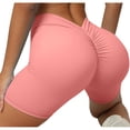 thumbnail image 4 of RYRJJ Biker Shorts for Women High Waist V-Back Butt Lifting Stretch Workout Shorts for Yoga Running Athletic Gym(Pink,S), 4 of 5
