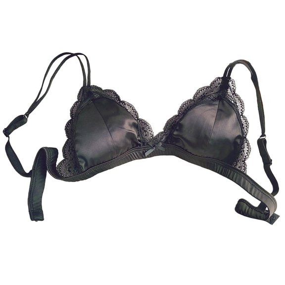 Bibifish Womens Bralette Spaghetti Straps Triangle Cup Satin Scalloped Lace Comfort Bras Lightweight Sleep Bras
