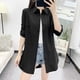 thumbnail image 4 of Camisa De Manga Larga Para Mujer , Solapa De Un Solo Botonadura , Color Sólido , Cárdigan De Algodón Extendida De Estilo Japonés Blanco, 4 of 4