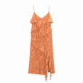 thumbnail image 2 of Femmes Été Robe Volantée Floral Jacquard V Cou Robe de Soirée Fendue Sans Manches pour Cocktail Plage S / M / L / XL / XXL, 2 of 4