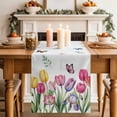 thumbnail image 2 of Table Runner 108 Inches Long for Kitchen Dining, Tulips Spring Floral Dresser Scarf Farmhouse, Dining Table Decorations for Wedding/Parties, Pastoral Flowers Butterfly Farmhouse 13 x 108 In, 2 of 8