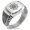 Silver, variant on Stainless Steel Nautical Chaim Compass CZ Ribbed Needle Stripe Pattern Biker Style Polished Ring