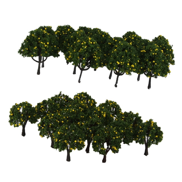 40x DIY árbol de Frutas Amarillas Modelo Decoración de Carreteras Sunnimix Árboles de frutas amarillas en miniatura
