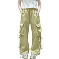 thumbnail image 3 of Girls Pants Cargo Loose Fit Elastic Waist Pocket School Joggers Teen Trendy Clothes, 3 of 8