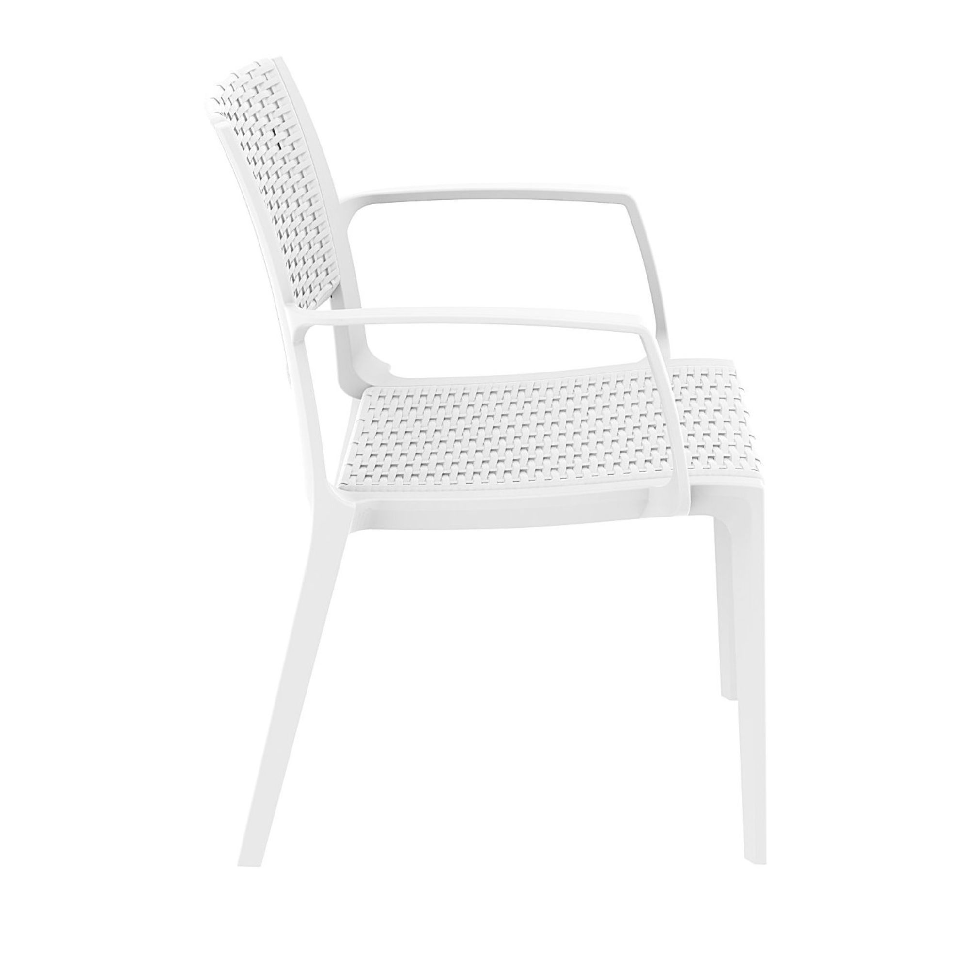 Luxury Commercial Living 32" White Outdoor Patio Wickerlook Dining Arm Chair - image 4 of 9