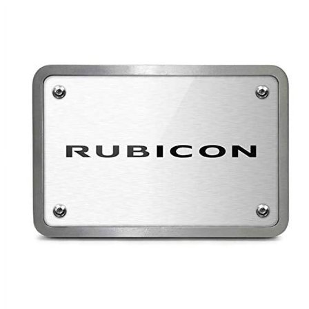 Jeep Rubicon UV Graphic Brushed Silver Thick Solid Billet Aluminum 2 inch Tow Hitch Cover