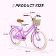 thumbnail image 4 of Couleurs Multiples, Vélo pour Filles avec Panier pour Enfants de 7 à 10 Ans, Roue de 20 Pouces, Roues Stabilisatrices Non Incluses, 4 of 7