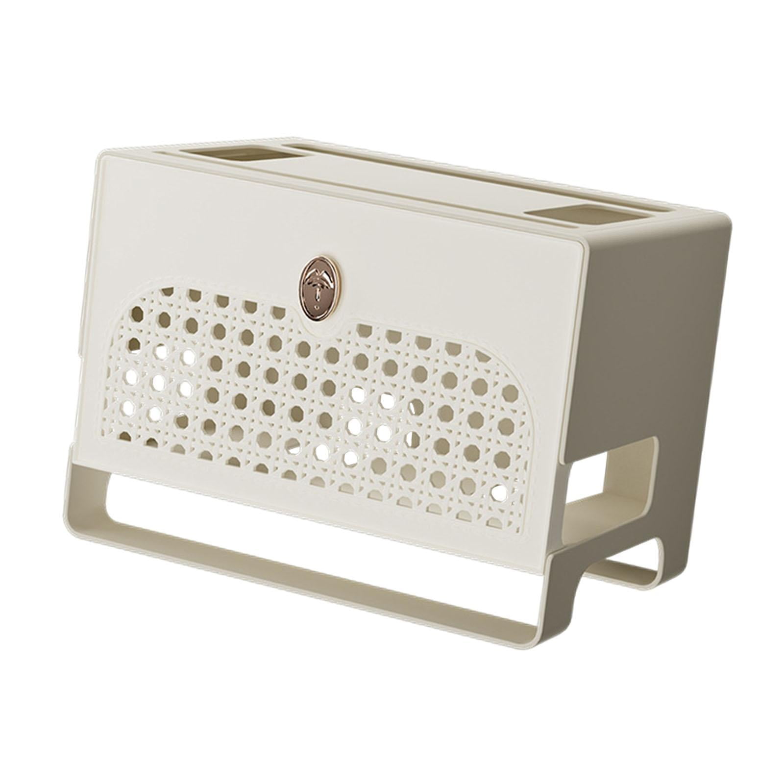 Fiocias Cable Management Box Cord Holder Portable Freestanding Multifunctional Dustproof White