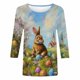 thumbnail image 2 of TaTaai Women's Easter Printed Pullover T-Shirt Round Neck 3/4 Sleeve Casual Loose Fit Holiday Spring Festival Top Everyday Blouse Gift, 2 of 5