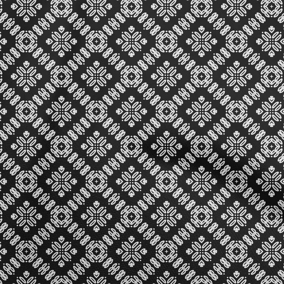 oneOone Cotton Jersey Black Fabric Asian Block Dress Material Fabric Print Fabric By The Yard 58 Inch Wide
