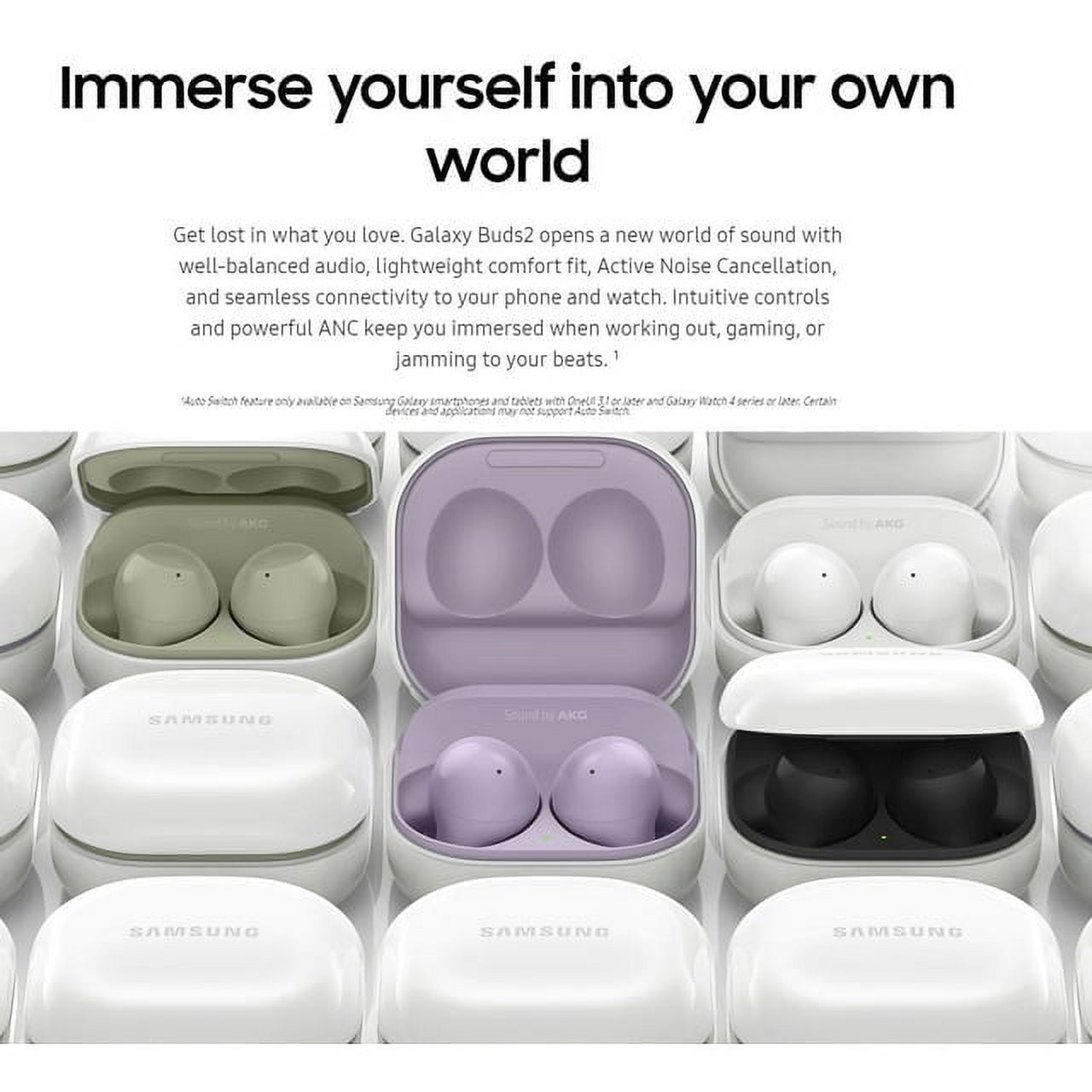 New Samsung Buds 2 Sm-r177 International Model, Active Noise Cancelling Wireless Bluethooth, Olive.