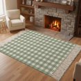 thumbnail image 3 of Sage Green Buffalo Plaid Washable Area Rug 3'x5',Farmhouse Green White Checkered Woven Cotton Tassels Kitchen Rugs,Non Slip Indoor Door Mat Throw Carpet for Entryway Living Room Nursery Laundry Room, 3 of 9