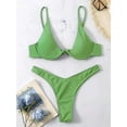thumbnail image 1 of Bikini à Armatures Aguichant 2024 Femme Rouge Uni Rehausseur Soutien-Gorge String Maillot de Bain Haler Col en V Mini Micro String, 1 of 5