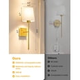 thumbnail image 4 of Juego de 2 apliques de pared con batería inalámbrica dorada con foco recargable de 5200 mAh y mando a distancia, RGB y regulable, luces de pared inalámbricas regulables para recámara, sala de, 4 of 8