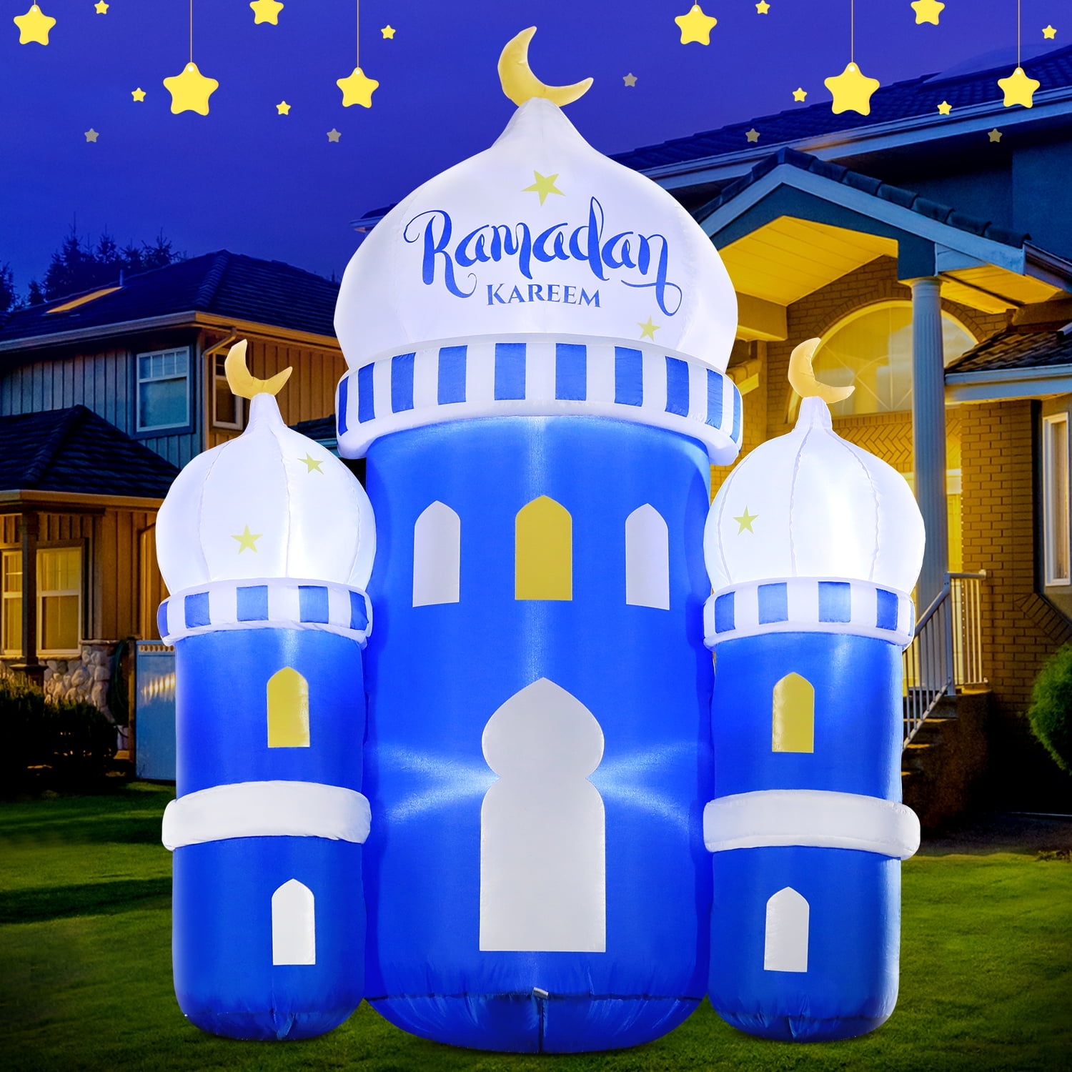 LED Islamic Decoration 7 Foot Inflatable Ramadan Eid Mubarak Moon ...