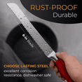 thumbnail image 6 of Orblue Serrated Bread Knife Ultra-Sharp Stainless Steel Professional Grade Bread Cutter - Cuts Thick Loaves Effortlessly - (8-Inch Blade with 4.9-Inch Handle), Red, 6 of 8