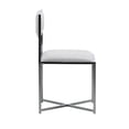 thumbnail image 5 of Eun 20 Inch Vegan Faux Leather Dining Chair, Chrome Base, Set of 2, White- Saltoro Sherpi, 5 of 5