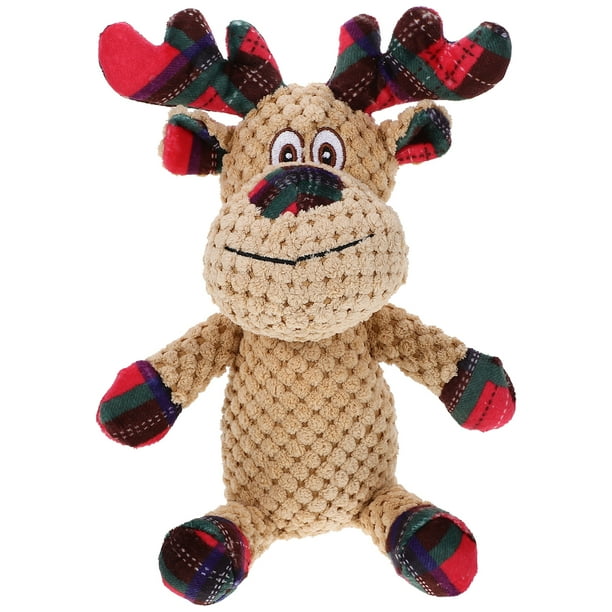 GOOHOCHY Perro de peluche navideño con sonido, juguete para la dentición, juguete masticable para cachorros