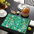 thumbnail image 3 of Green Christmas Snowman Pattern Summer Placemats Table Placemats Set Of 6-Linen Kitchen Washable Placemats Table Mats 11.8"x17.7" Non-Slip Heat Resistant, 3 of 5