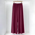thumbnail image 5 of Endives Women's Baggy Linen Pants Wide Leg Pants Basics Elastic Waist Comfortable Quick Drying Soft Pant Streetwear Beach Purple, 5 of 5