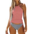 thumbnail image 1 of MKLEKYY Trajes De Baño Hombre Natacion Women'S Plus Size Bikini Set Color Split Swimsuit Fashionable & Comfortable Beachwear, 1 of 5