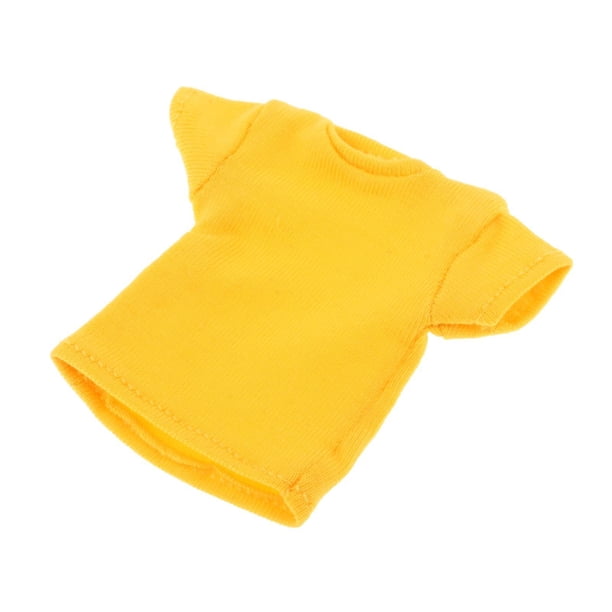 1:12 ropa en miniatura de manga corta, disfraz de figura de acción, muñecas corporales de juguete, moda holgada hecha a mano, mangas cortas femeninas Amarillo CUTICAT Miniatura manga corta