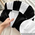 thumbnail image 4 of Queen Size Fitted Sheet Set - Black Striped 3 Piece Bedding Sets 16" Deep Pocket Fitted Sheet with 2 Pillowcases, Modern Simple Monochrome Geometric White Brushed Microfiber Hotel Luxury Bed Sheets, 4 of 9