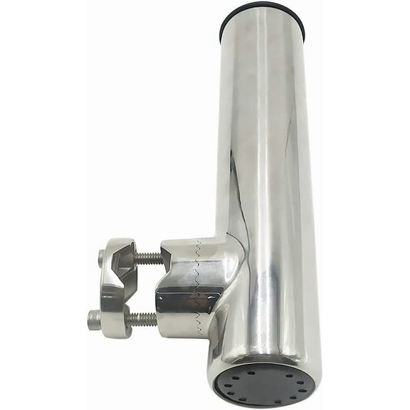 -Made 2Pcs Stainless Steel Clamp on Fishing Rod Holder for Boat, Rail Mount Rod Holders for Round Rails 7/8" to 1" - Lower Clamp