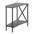 thumbnail image 1 of Tucson Wedge End Table in Weathered Gray Wood and Black Metal Frame, 1 of 5