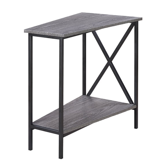 Pemberly Row Transitional Metal Wedge End Table in Weathered Gray