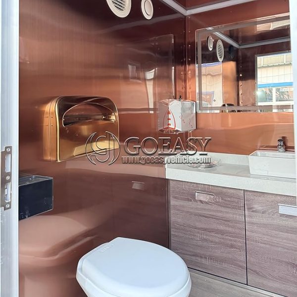 Goeasy Vehicle Black Luxury Portable Restroom Trailer | Premium 2 Station Portable Toilet Trailer