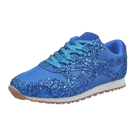 

BELLZELY Womens Shoes Wide Width Clearance Women s Trendy Solid Color Sequined Platform Sports Large Size Lacing Shoes