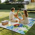 thumbnail image 4 of Blue Hydrangea Outdoor Rug for Patio/Deck/Porch, Non-Slip Large Area Rug 5 x 7 Ft, Linen Texture Butterfly Spring Floral Indoor Outdoor Rugs Washable Area Rugs, Reversible Camping Rug Carpet Runner, 4 of 8
