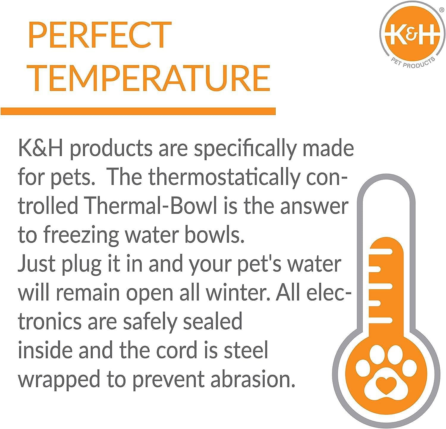 K&H Thermal-Bowl Outdoor Large Heated Dog Bowl Grey