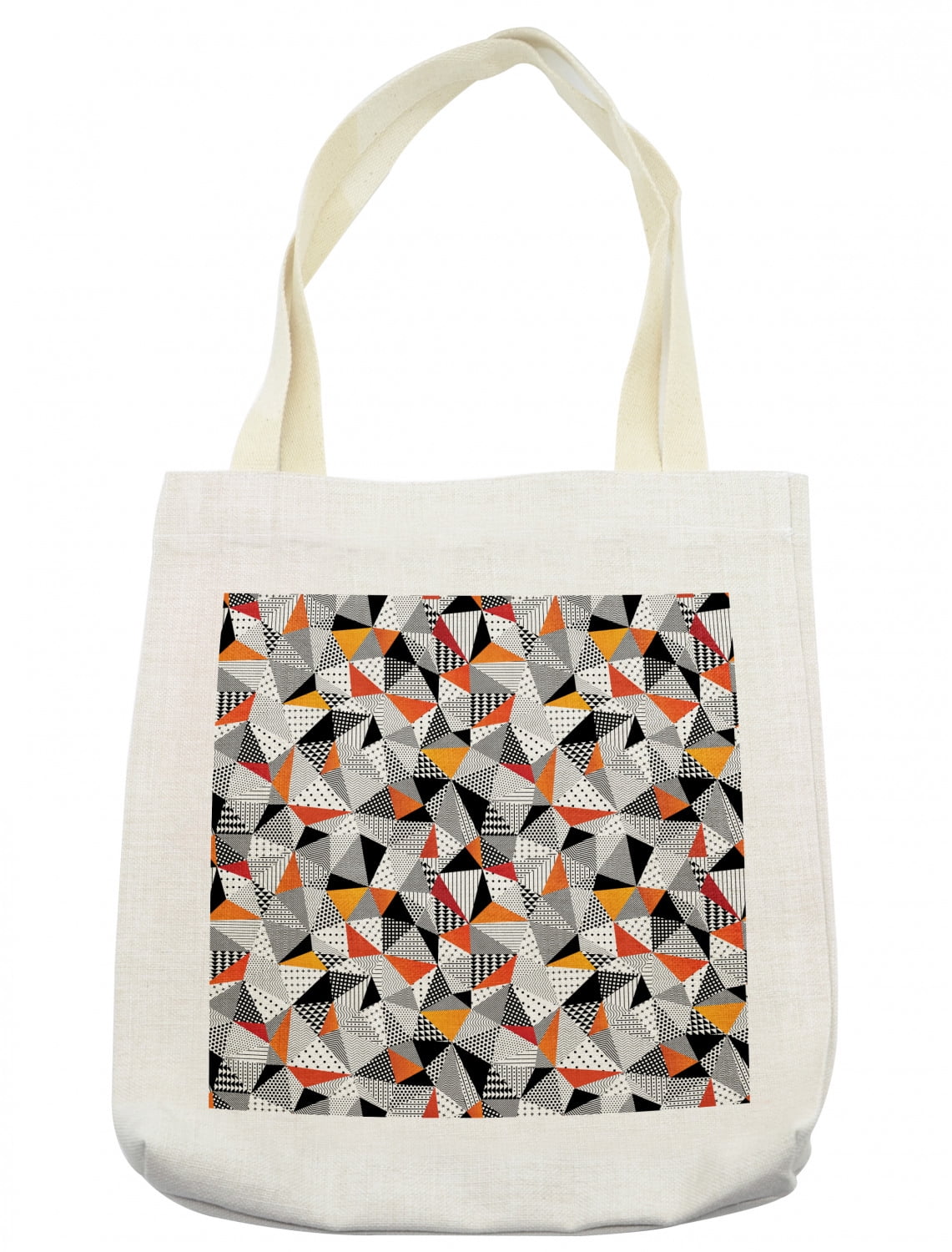 Geometric Tote Bag, Polygonal Pattern Checkered Design Triangles and