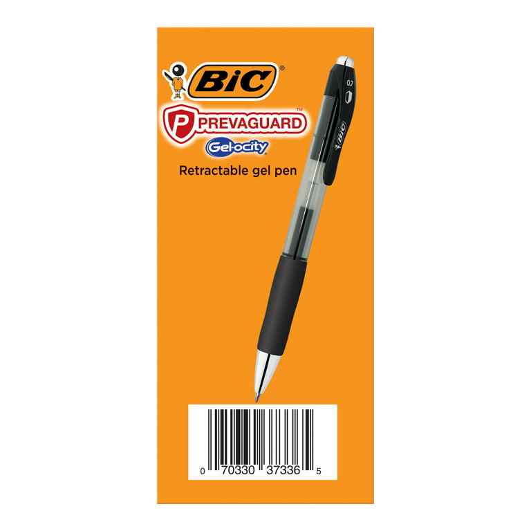 Bic Gel-ocity Retractable Gel Pen, Medium 0.7mm, Black Ink/Barrel, 24/Pack