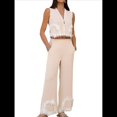 thumbnail image 3 of Conjunto de 2 Piezas para Mujer para Vacaciones: Camiseta Sin Mangas Estilo Bohemio y Pantalón , Conjunto Informal de Verano. Albaricoque XL, 3 of 9