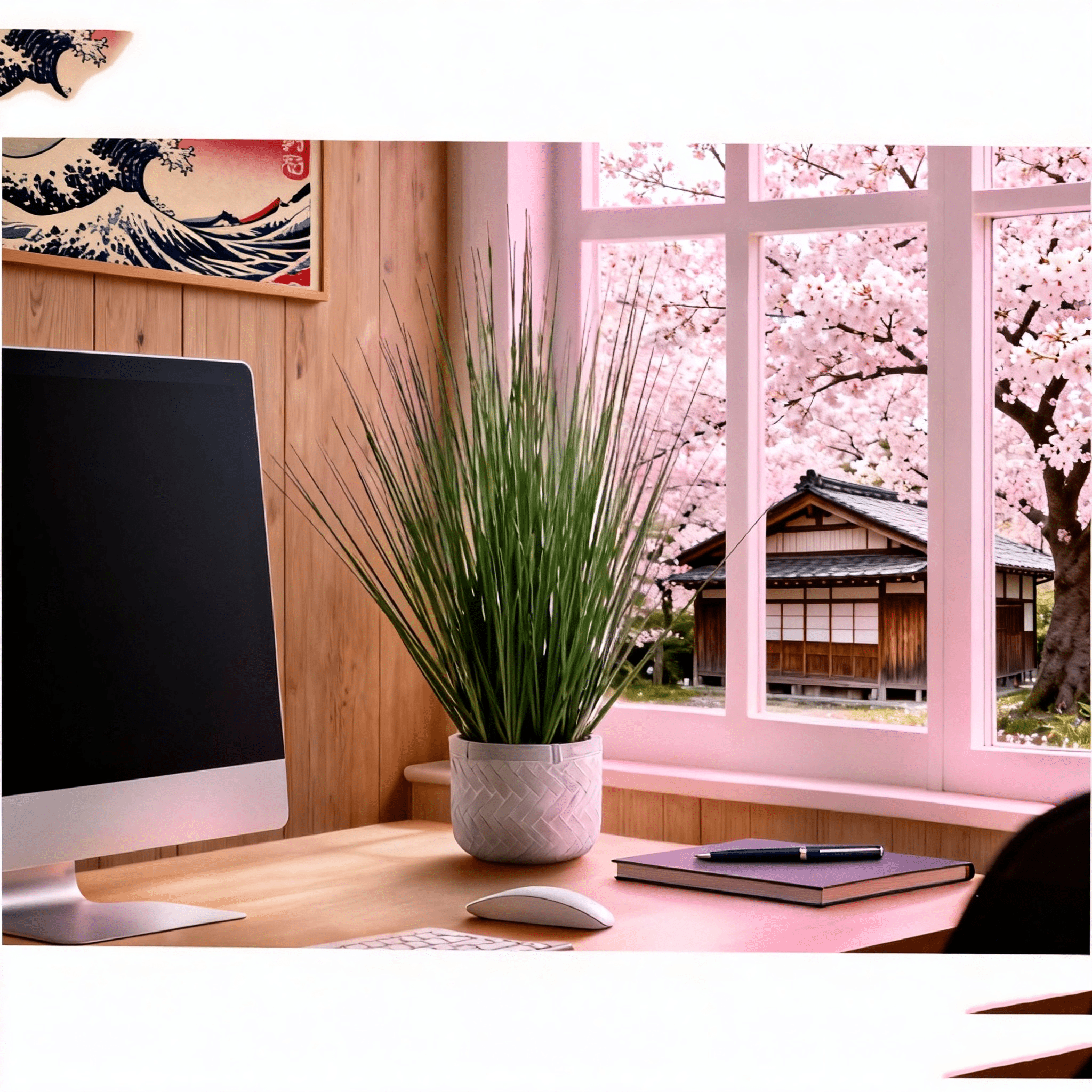 JERFIT 21 inch Real Touch Artificial Grass Plant in White Pot, Faux Potted Greenery for Indoor Tabletop Decor, Low Maintenance Fake Grass Plant