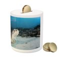 thumbnail image 3 of Turtle Piggy Bank, Underwater Sea Animal on Coral Reef in Red Sea Egypt Amphibian Exotic Nature, Ceramic Coin Bank Money Box for Cash Saving, 3.6" X 3.2", Brown Coconut Aqua, by Ambesonne, 3 of 4
