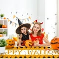 thumbnail image 5 of Happy Halloween Table Runner - Black & Orange Seasonal Holiday Runner for Decor, Cute Cloth for Party Dinner Table - 13 x 72 Inch, 5 of 7