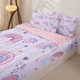 thumbnail image 2 of Manfei Dreamy Rainbow Zipper Twin Comforter Sets with Fitted Sheet and 2 Pillowcases, Star Cloud Moon Zipper Bedding Set, Lavender, Pink Reversible, 4-Piece, 2 of 7