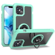 CoverON Apple iPhone 12 Pro Max Case (6.7"), Ring Holder Kickstand Magnetic Mount Clear Hard Back Cover Rubber Bumper, Mint Teal