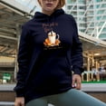 thumbnail image 2 of Pumpkin Spice and Everything Nice, Fall Pumpkins & Latte Art Merch Gift, Navy Blue Hooded Sweatshirt or Hoodie, XL, 2 of 5