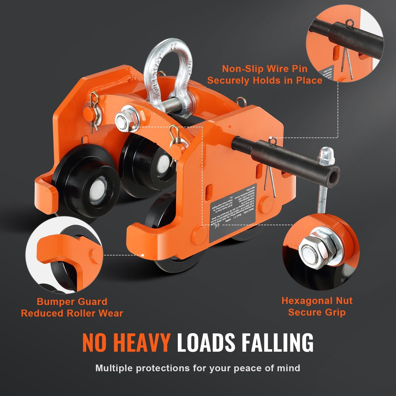 KFFKFF Hand-Operated Trolley, 2 Ton/4400 lbs Weight Limit, Dual-Wheeled Push Beam Trolley, Fits I-Beam Flange 2.8"-6.7", Durable Alloy Steel Construction